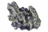 Purple Cuboctahedral Fluorite Crystals on Quartz - China #163251-1